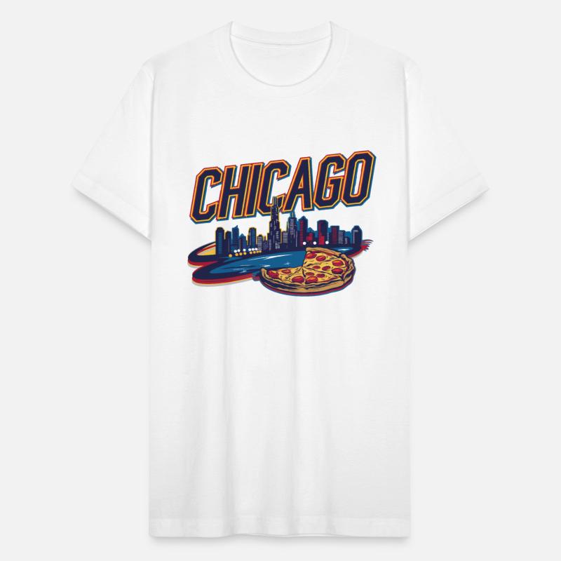 Chicago Skyline and Deep Dish Pizza Graphic Art
