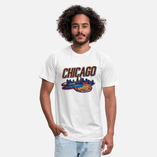 Chicago Skyline and Deep Dish Pizza Graphic Art