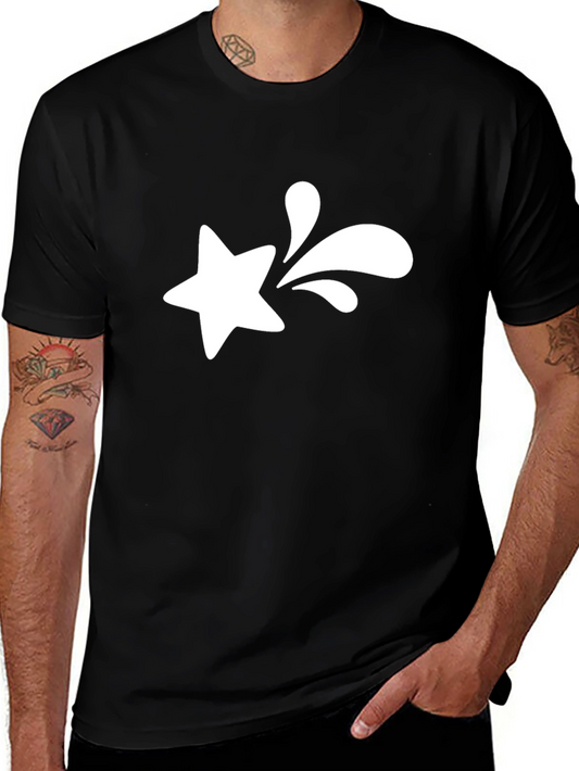 Star Splash Graphic Tee - Black Cotton T-Shirt