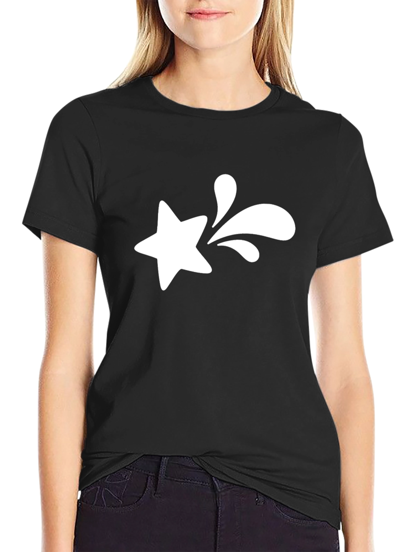 Star Splash Graphic Tee - Black Cotton T-Shirt