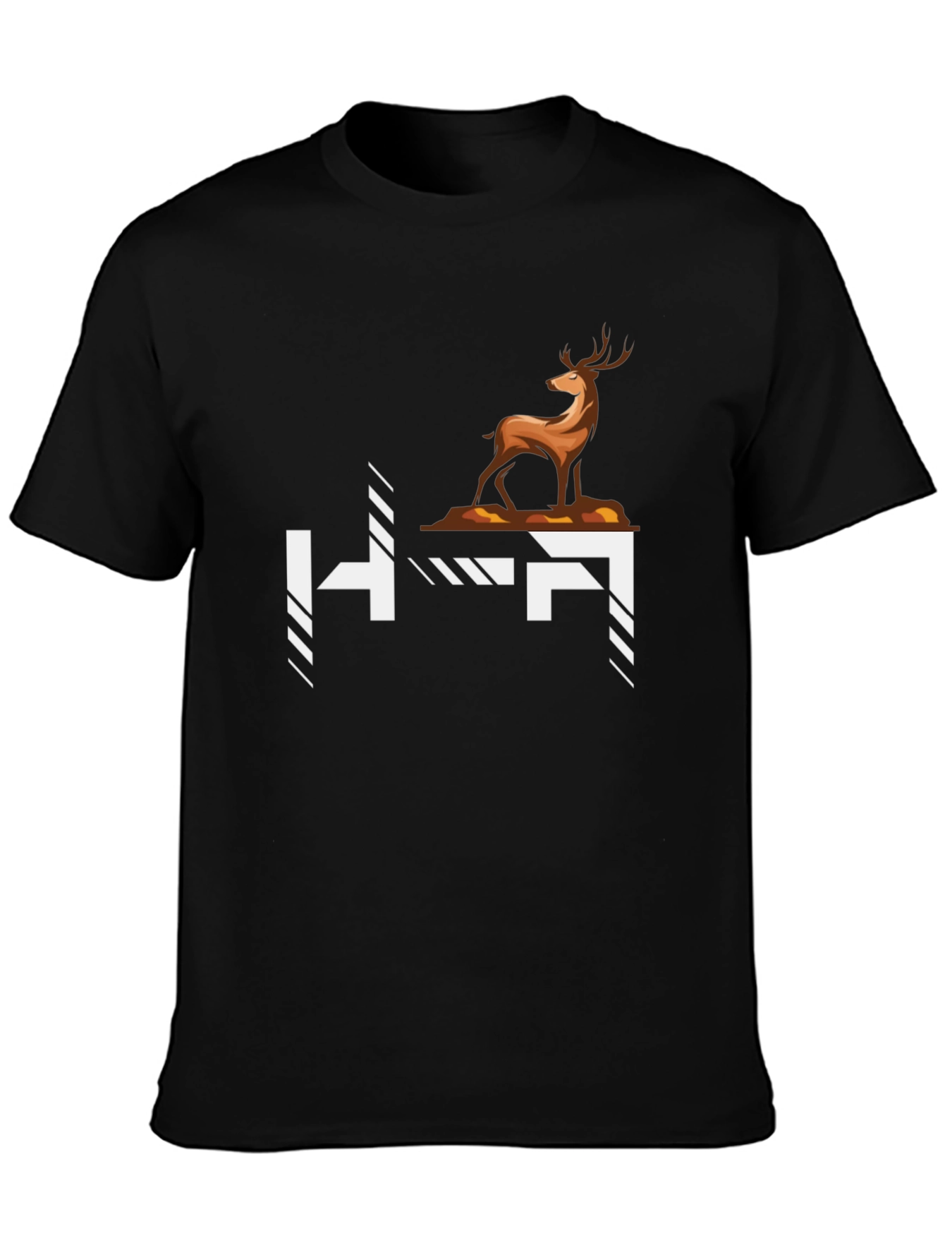 Deer Graphic Tee - Stylish Black Cotton T-Shirt