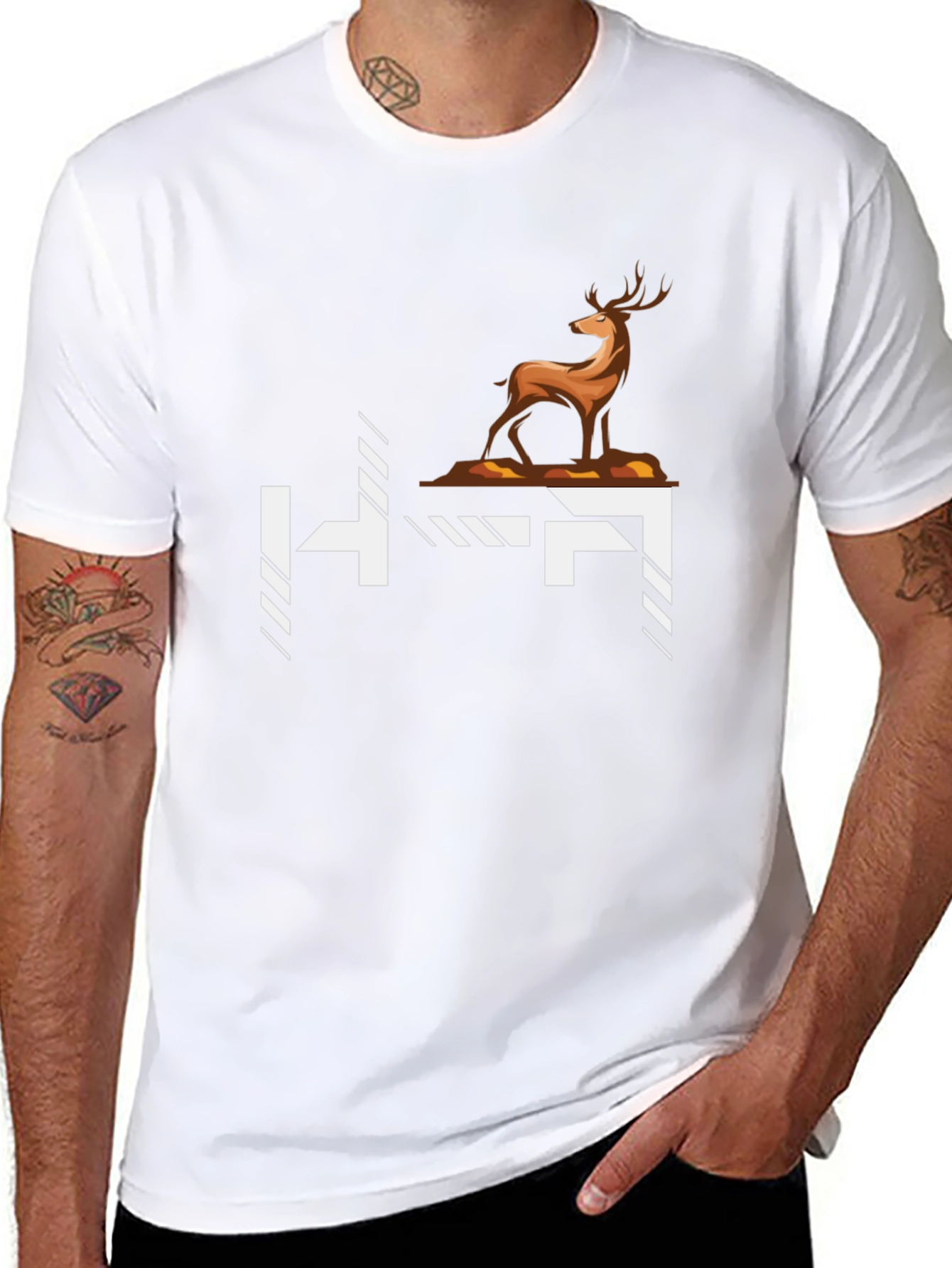 Deer Graphic Tee - Stylish Black Cotton T-Shirt