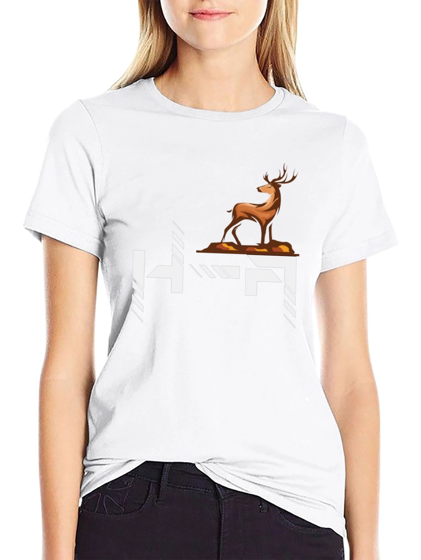 Deer Graphic Tee - Stylish Black Cotton T-Shirt