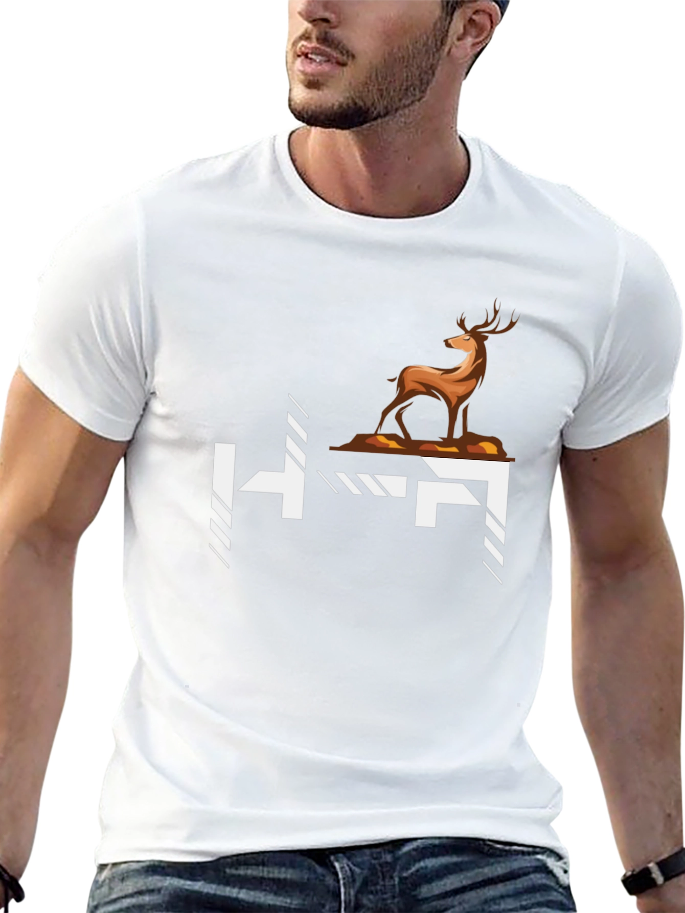 Deer Graphic Tee - Stylish Black Cotton T-Shirt
