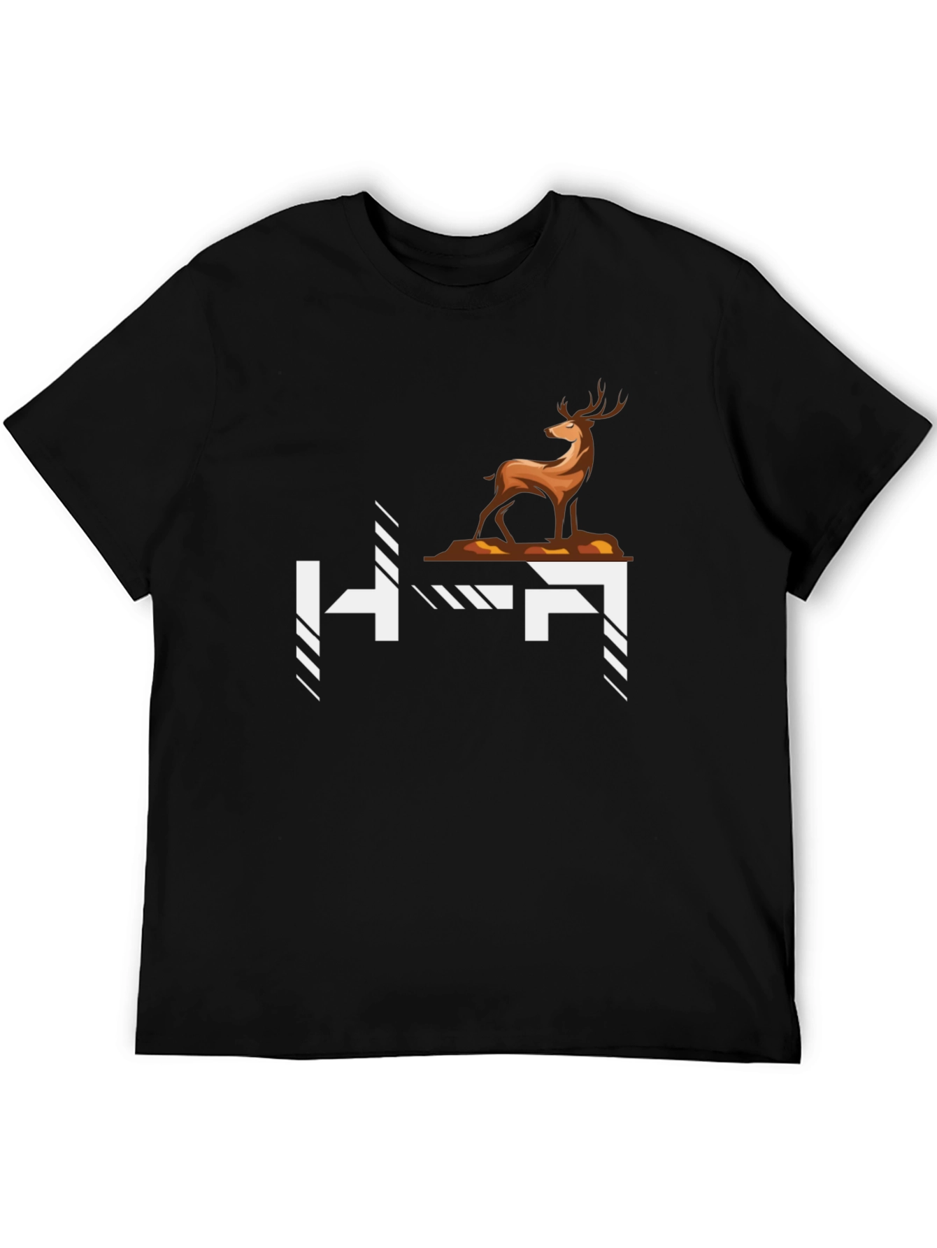 Deer Graphic Tee - Stylish Black Cotton T-Shirt