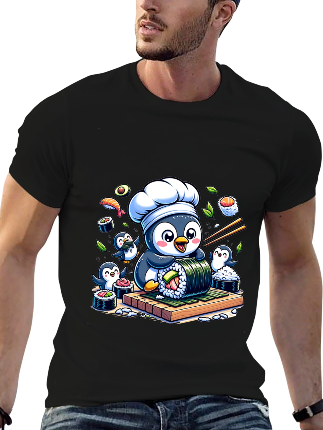 Sushi Chef Penguin T-Shirt - Cute Foodie Tee