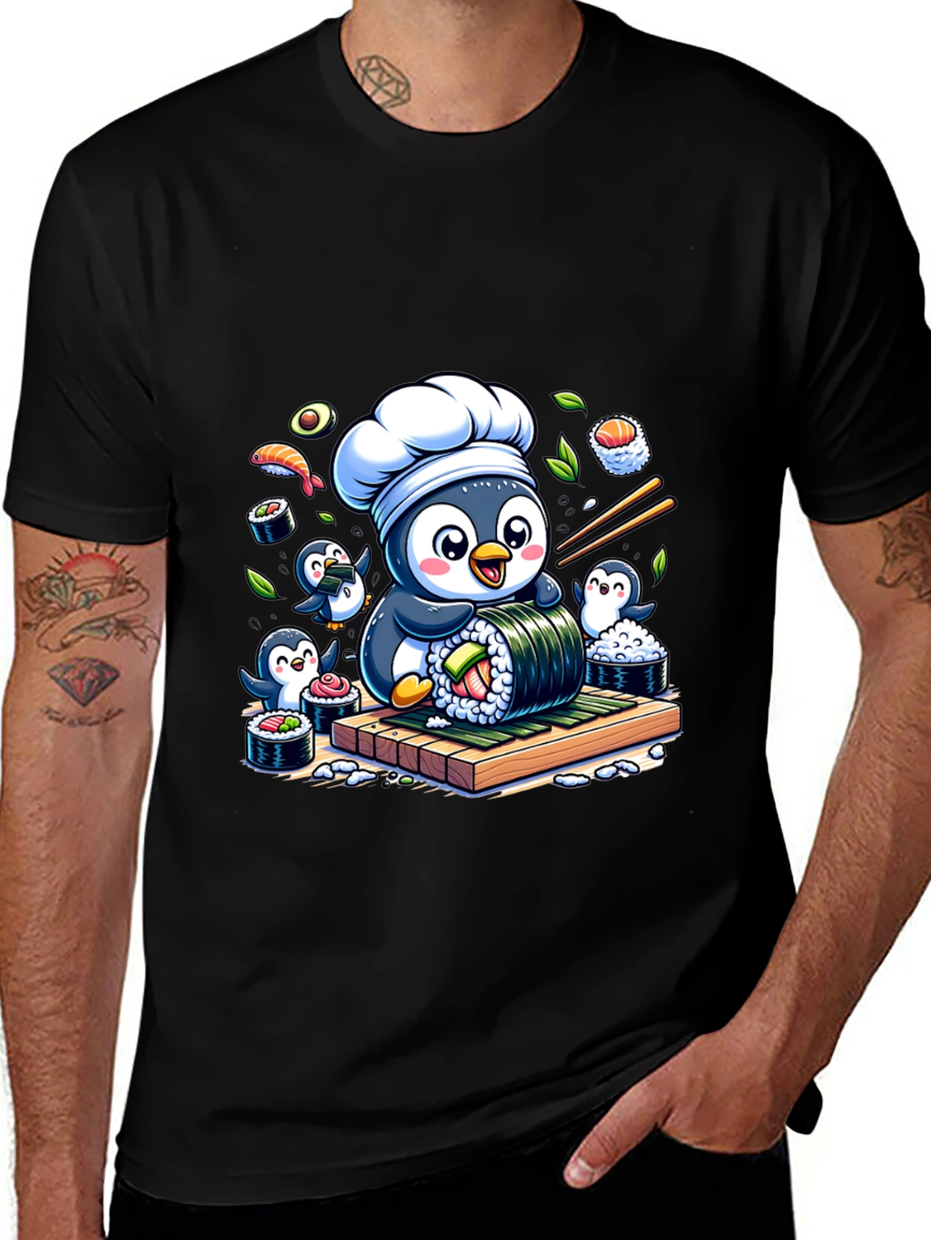 Sushi Chef Penguin T-Shirt - Cute Foodie Tee