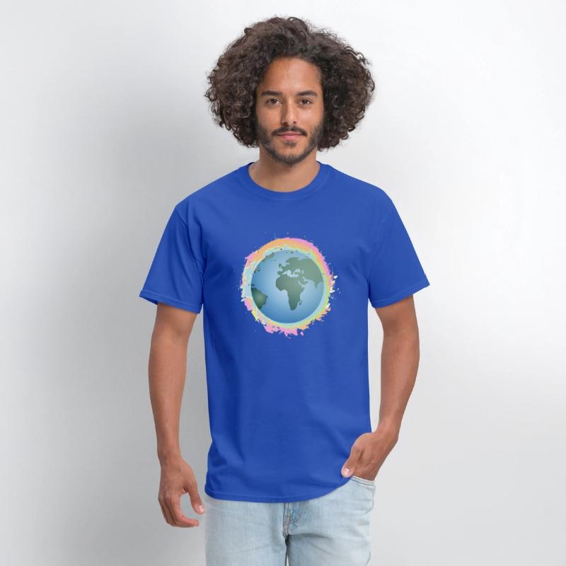 colorful planet earth with green continents
