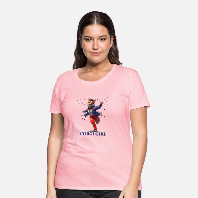 Corgi Girl in Blue Text