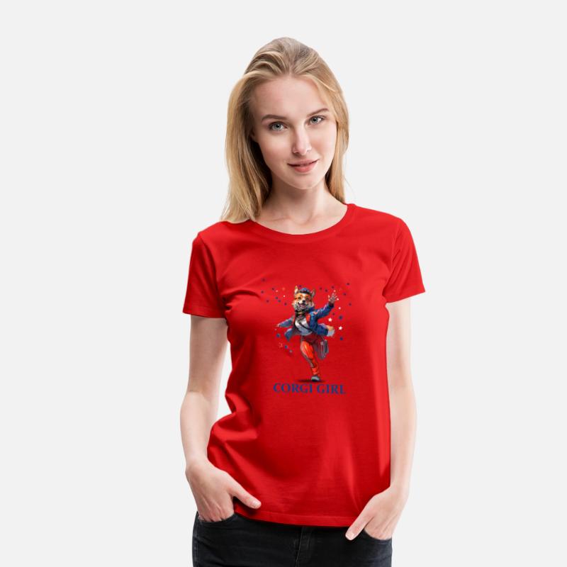 Corgi Girl in Blue Text
