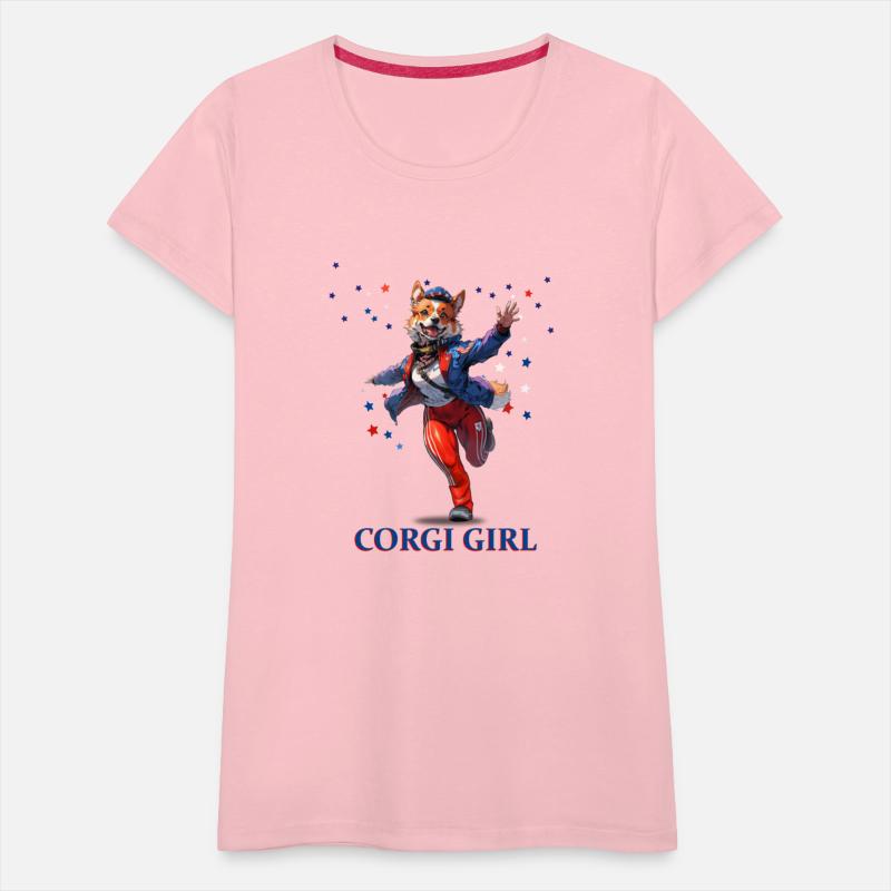 Corgi Girl in Blue Text
