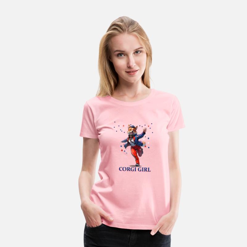 Corgi Girl in Blue Text