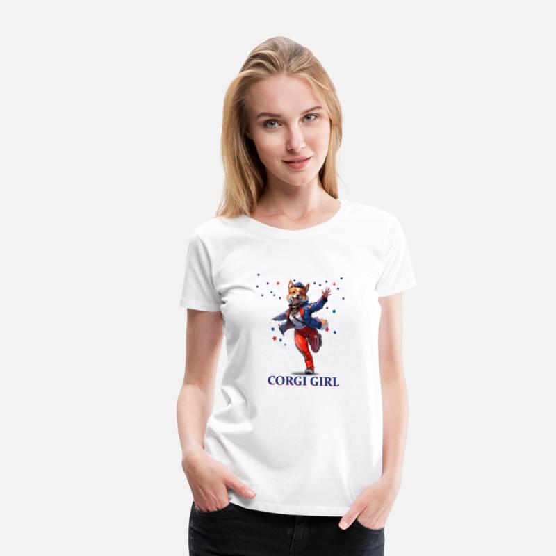 Corgi Girl in Blue Text