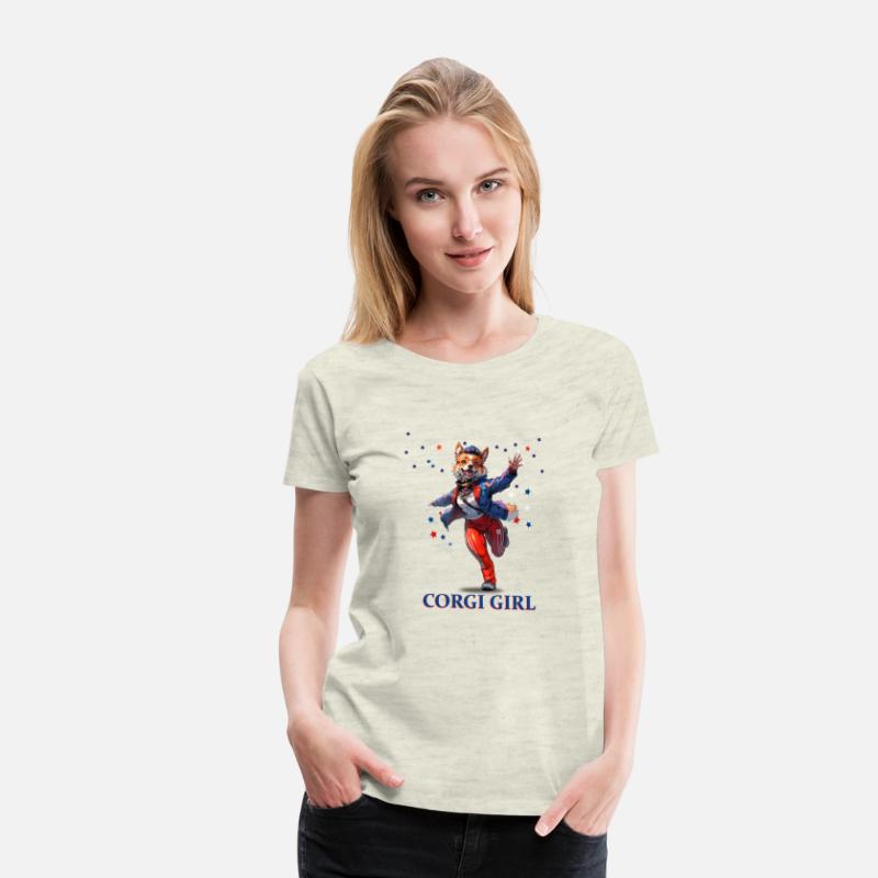 Corgi Girl in Blue Text
