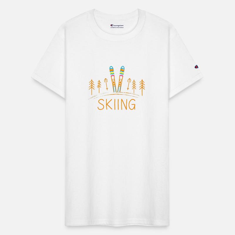 Crayon Illustration Of Vibrant Skis and poles