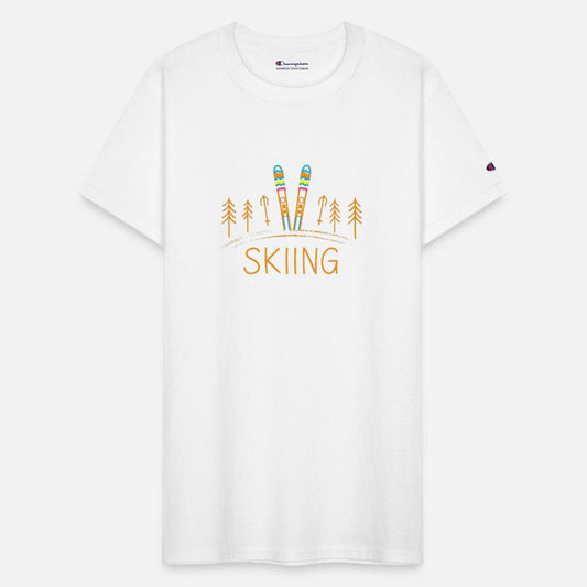 Crayon Illustration Of Vibrant Skis and poles