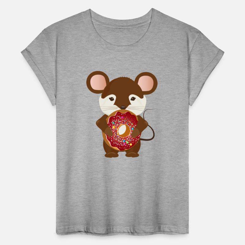 cute brown mouse with delicious donut