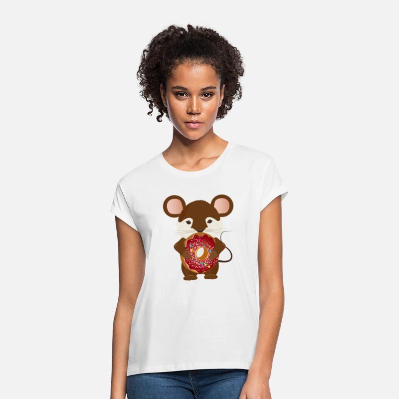 cute brown mouse with delicious donut