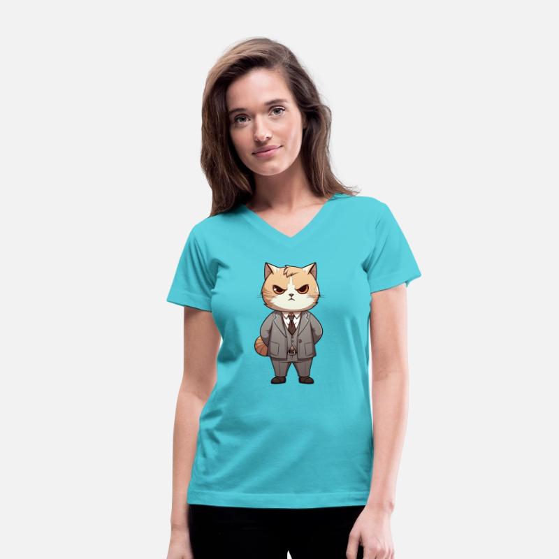 cute cartoon anime cat wearing suit