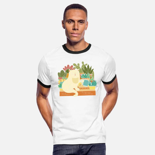 Cute Cat Gardener Watering Plants Gardening Earth
