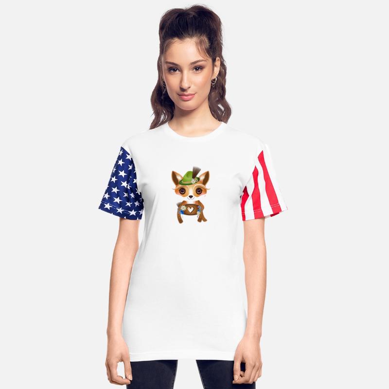 cute fox with traditional hat and heart bib