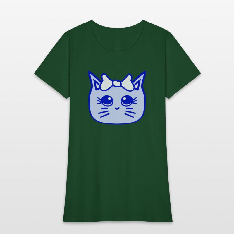Cute Girl Cat Pretty Bow Woman Female Pet Kitten
