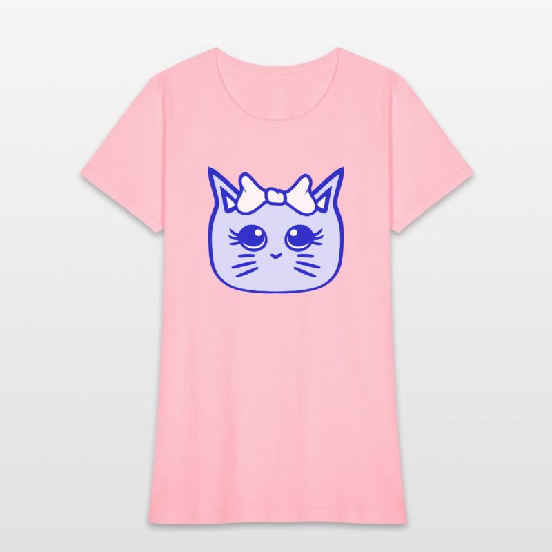 Cute Girl Cat Pretty Bow Woman Female Pet Kitten