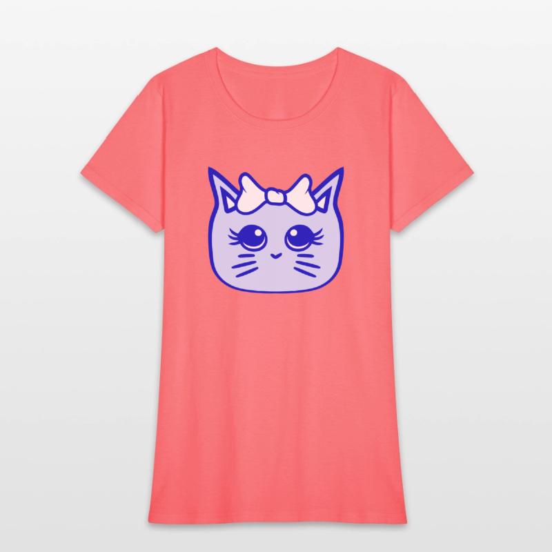 Cute Girl Cat Pretty Bow Woman Female Pet Kitten