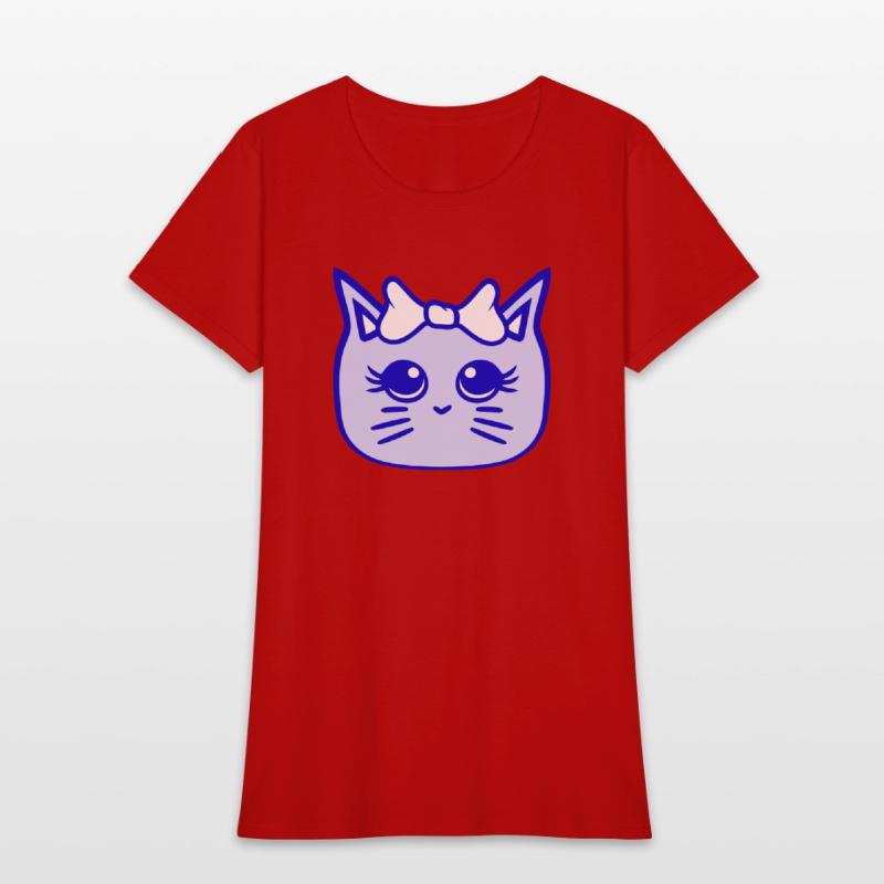 Cute Girl Cat Pretty Bow Woman Female Pet Kitten