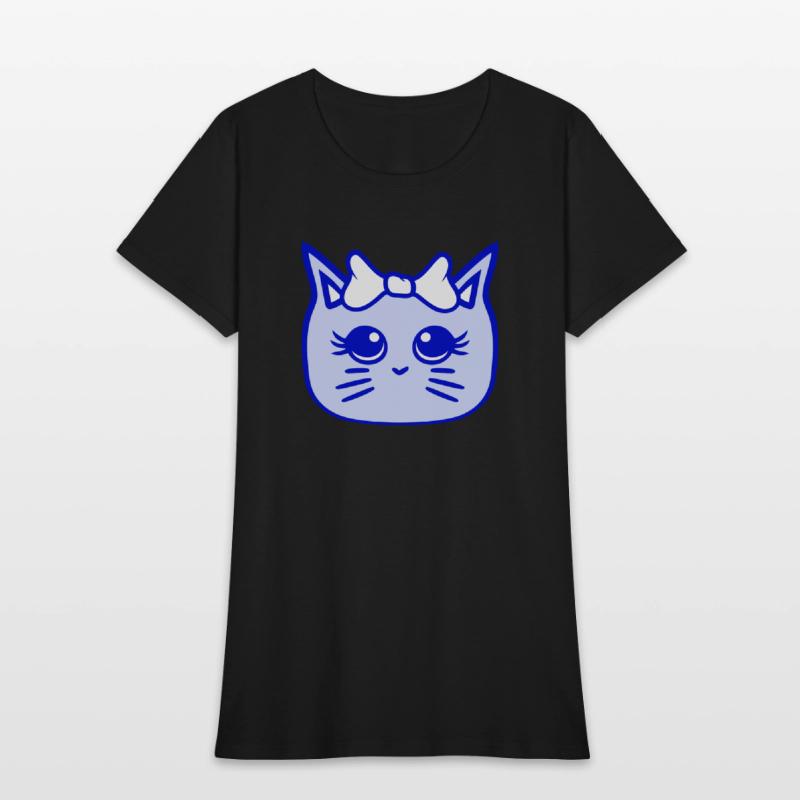 Cute Girl Cat Pretty Bow Woman Female Pet Kitten
