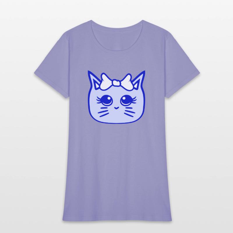 Cute Girl Cat Pretty Bow Woman Female Pet Kitten