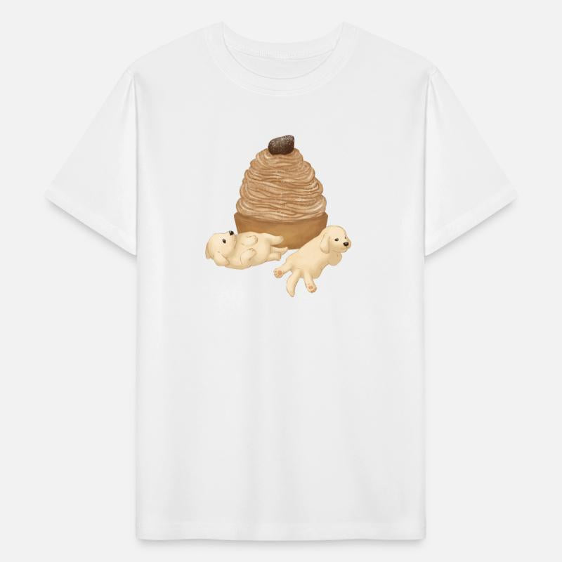 Cute Golden Retriever and Dessert Illustration