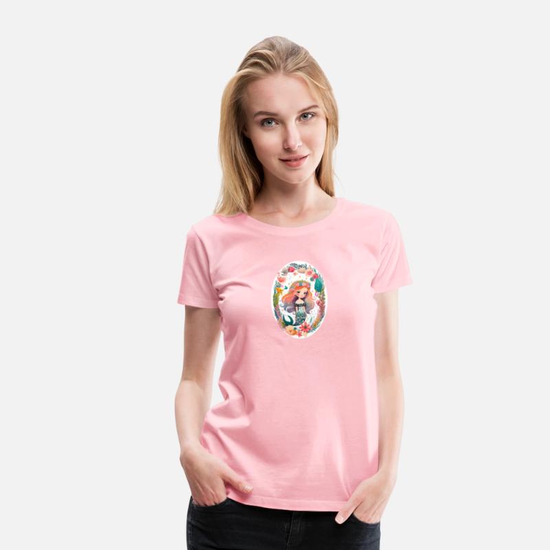 Cute mermaid girl child sea floral wreath girls