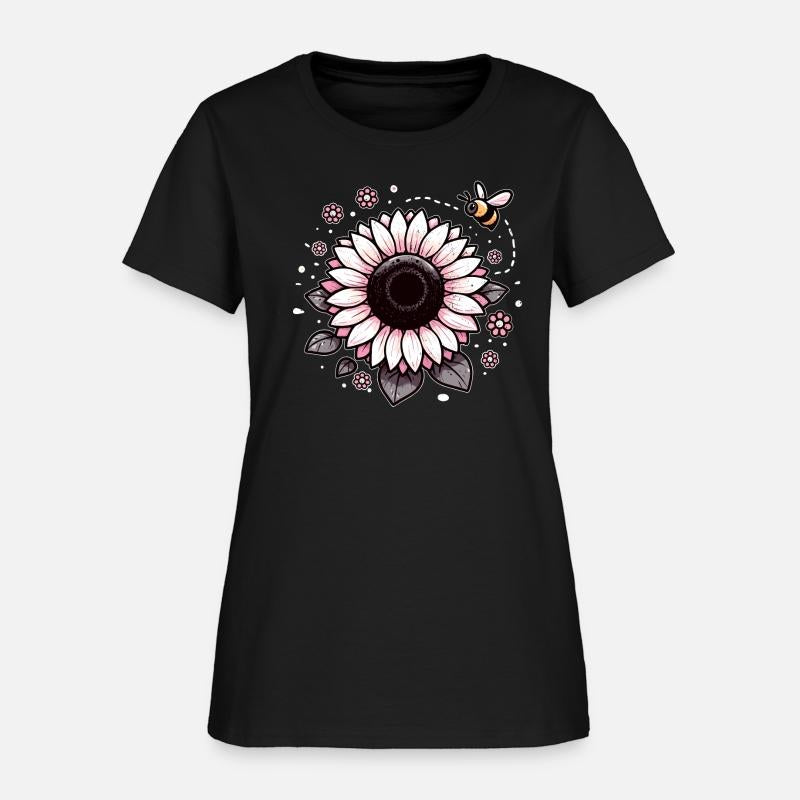 Cute Pink Sunflower Bee Floral flower