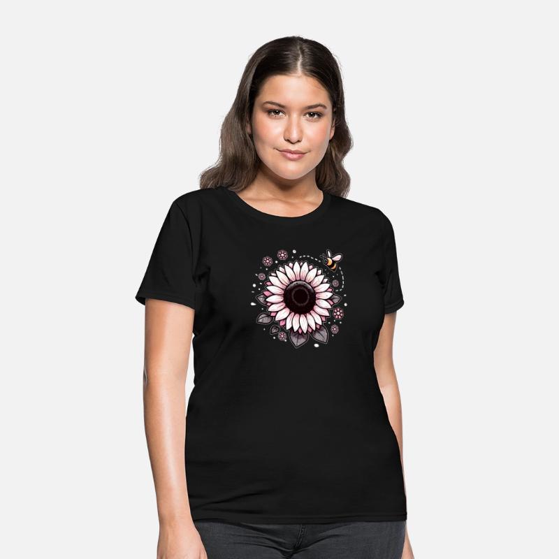 Cute Pink Sunflower Bee Floral flower