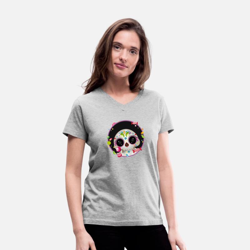 cute sugar skull in candy frame