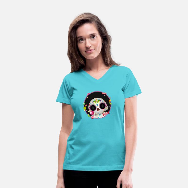 cute sugar skull in candy frame