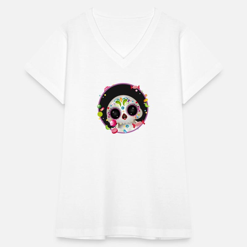cute sugar skull in candy frame