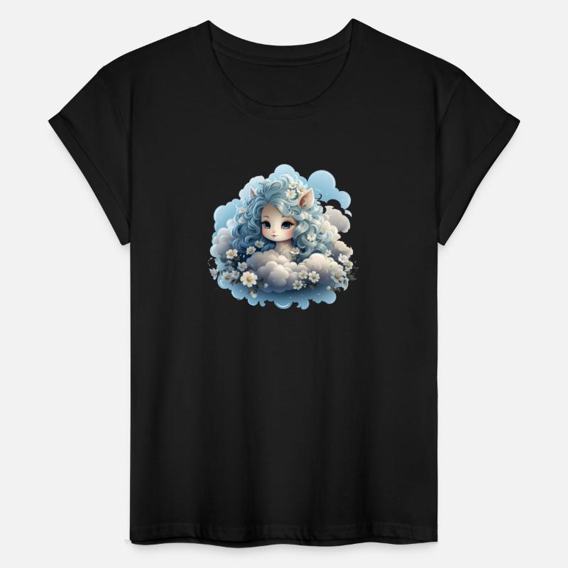 cute unicorn sleeping on a cloud bed surround