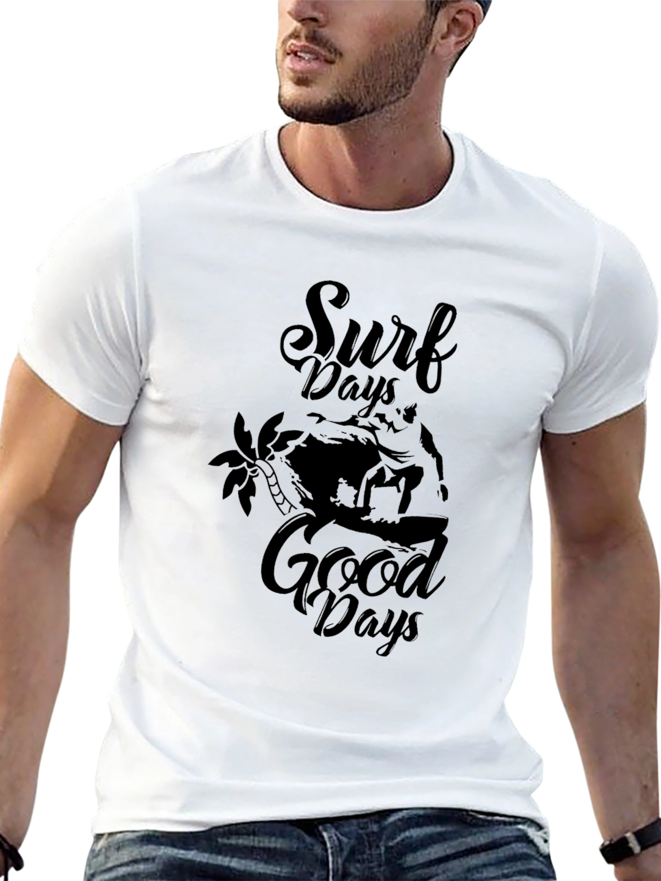 Surf Days Good Days Mens Black Graphic Tee
