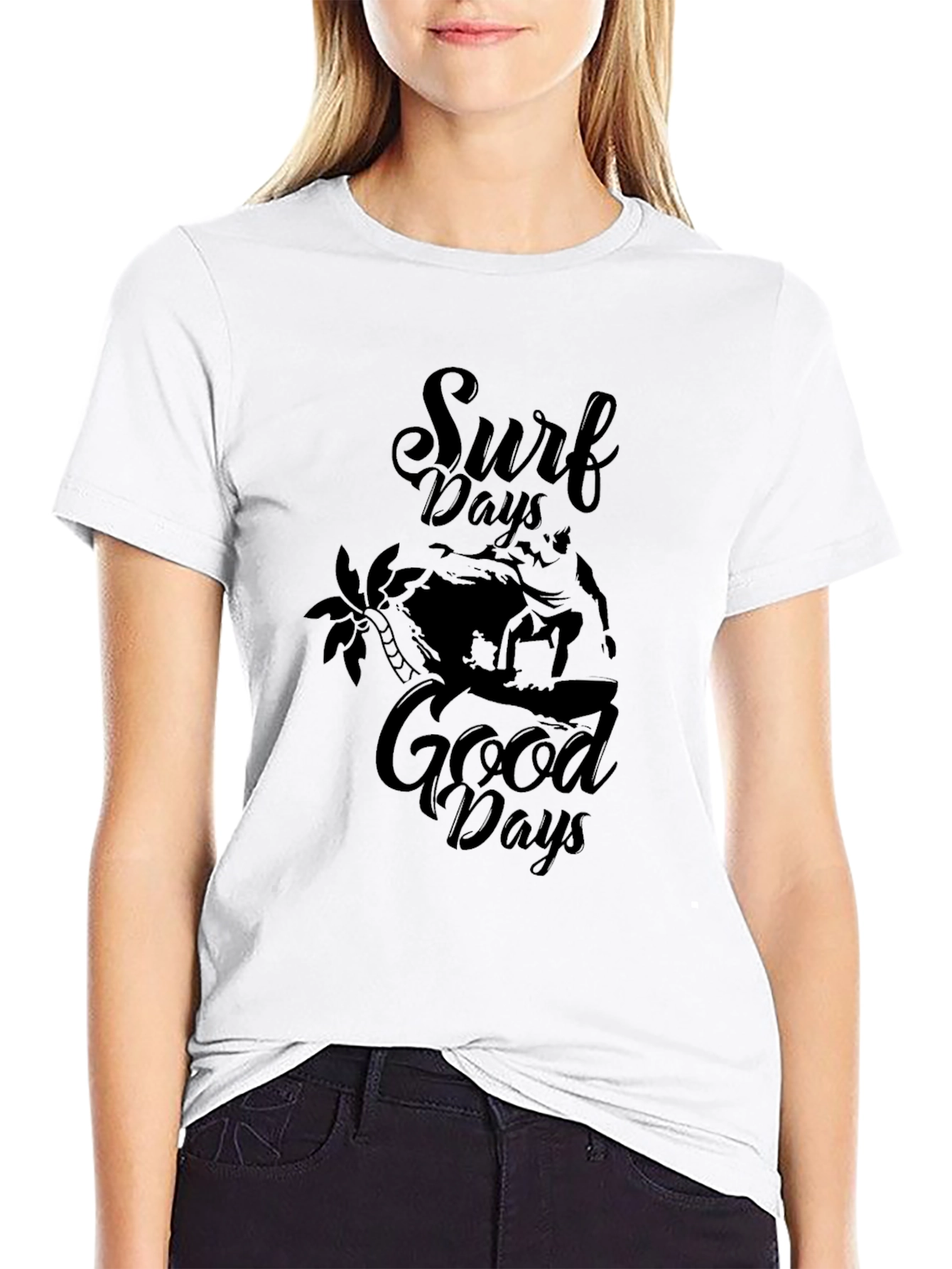 Surf Days Good Days Mens Black Graphic Tee