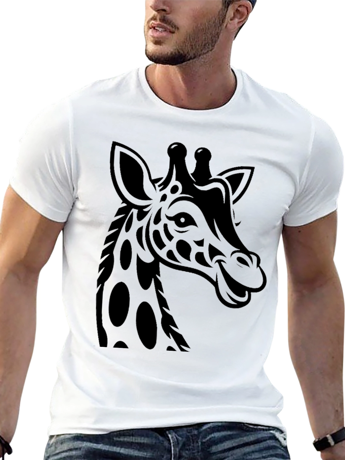 Giraffe Graphic Print Tee - Mens Black T-Shirt