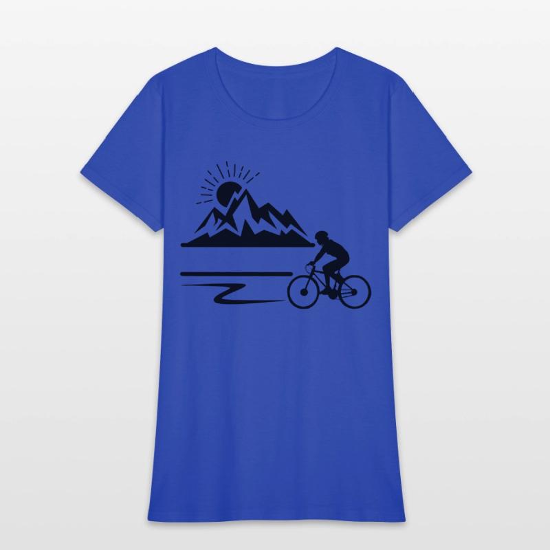 Cyclist with mountains banner