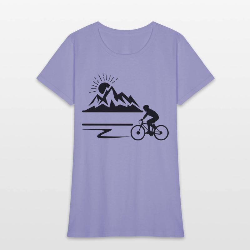 Cyclist with mountains banner