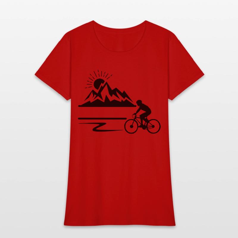 Cyclist with mountains banner
