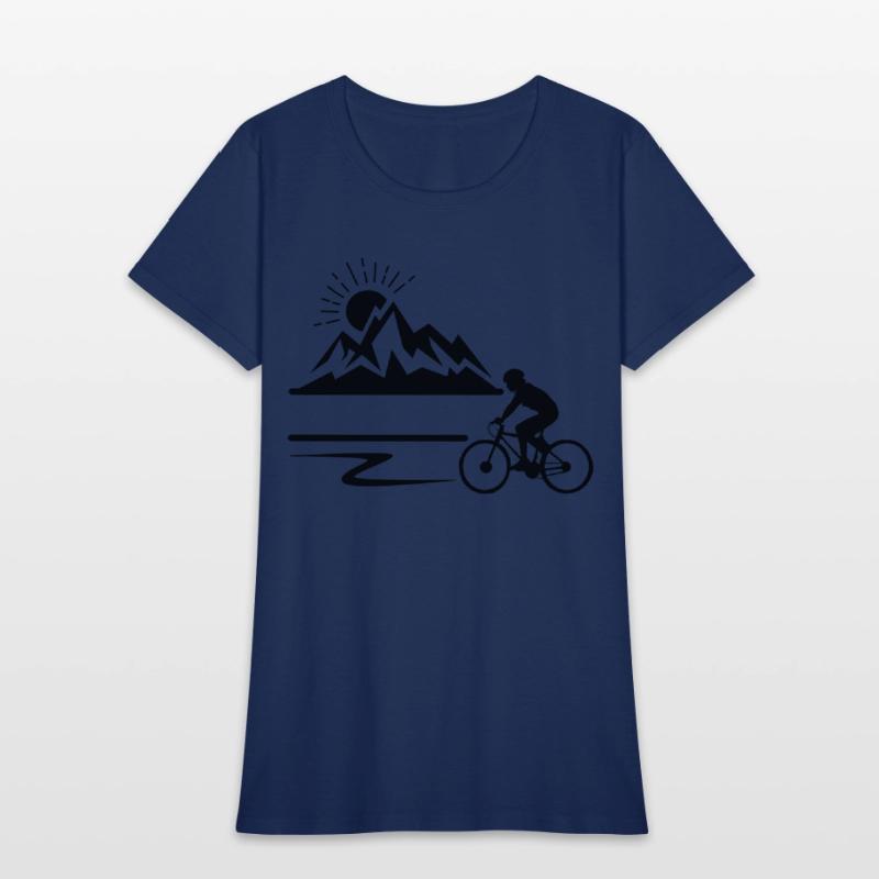 Cyclist with mountains banner