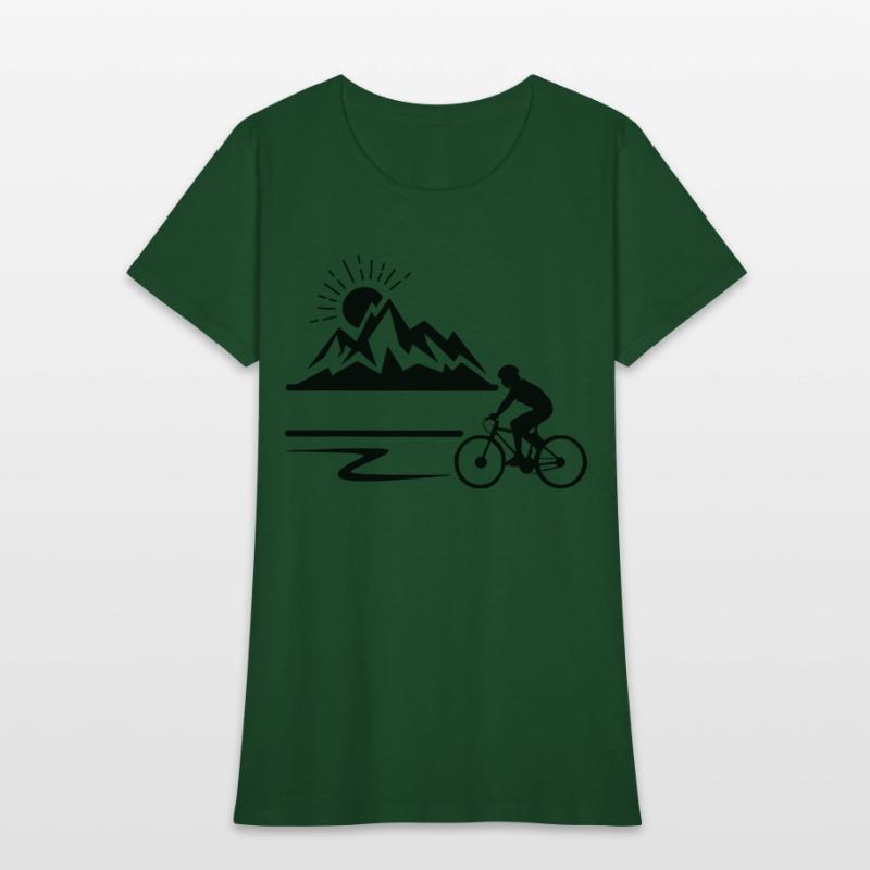 Cyclist with mountains banner