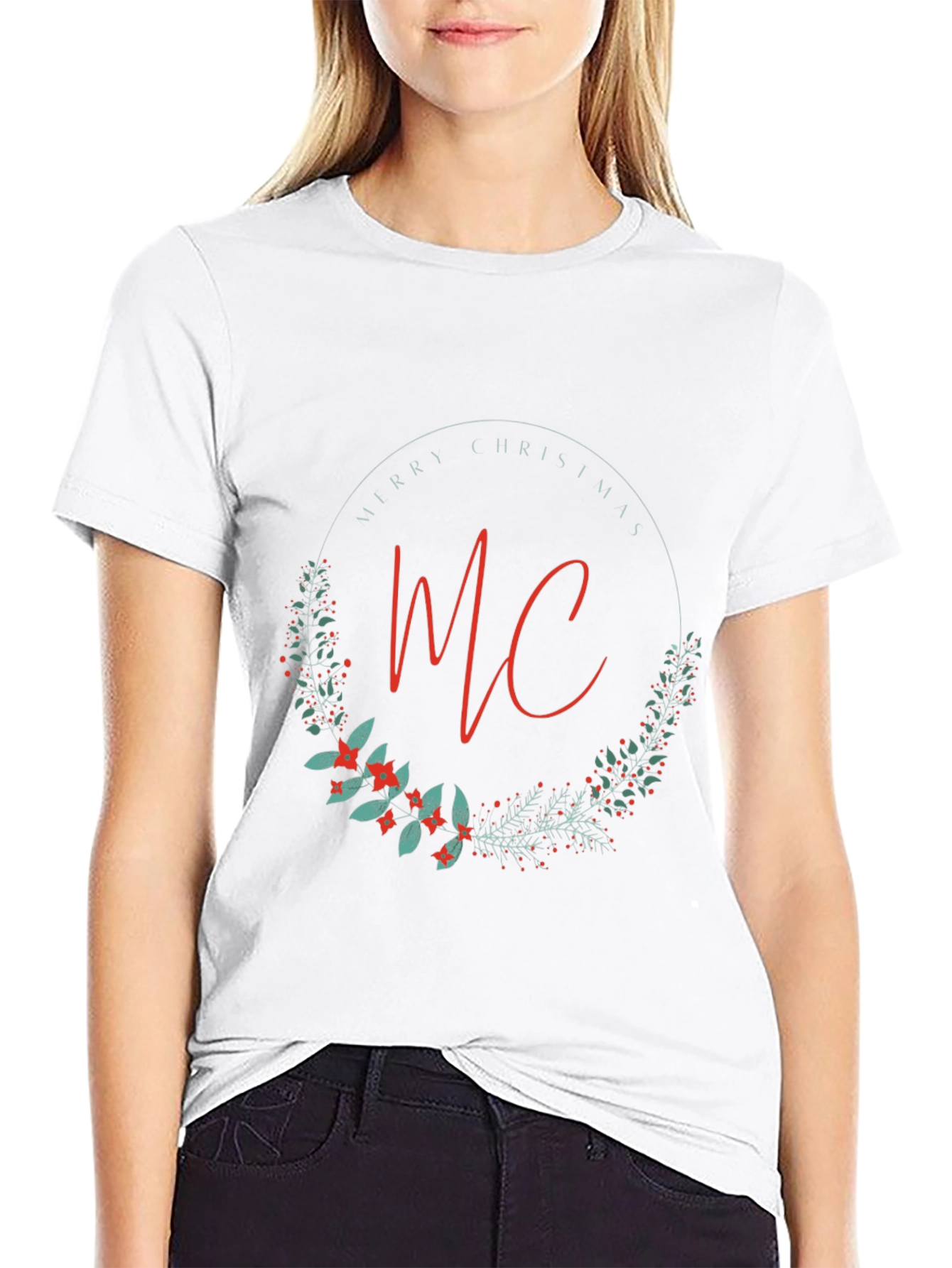 Merry Christmas MC Initial Black T-Shirt