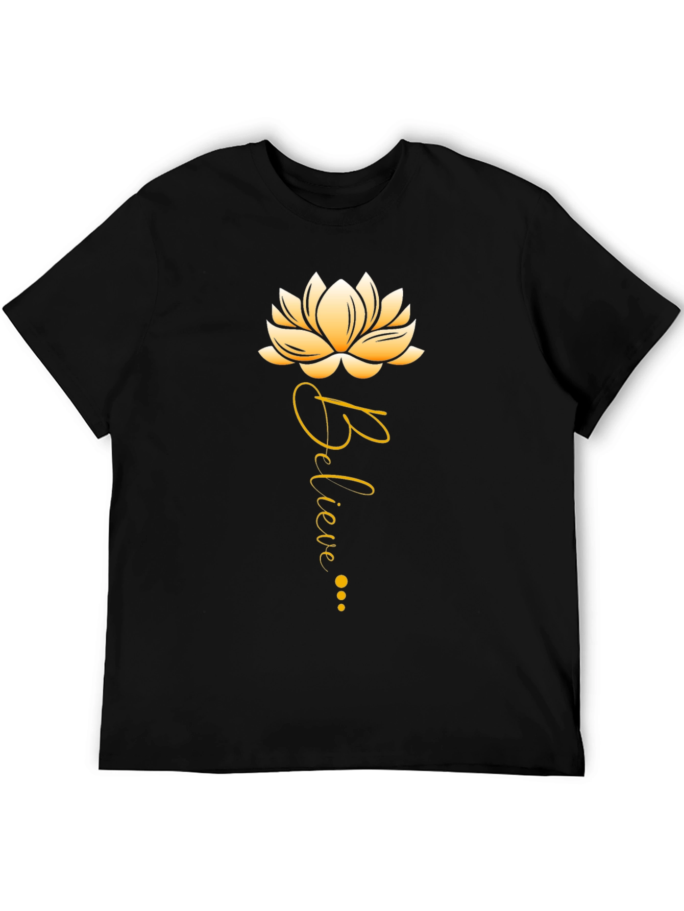 Believe Lotus Graphic Black T-Shirt