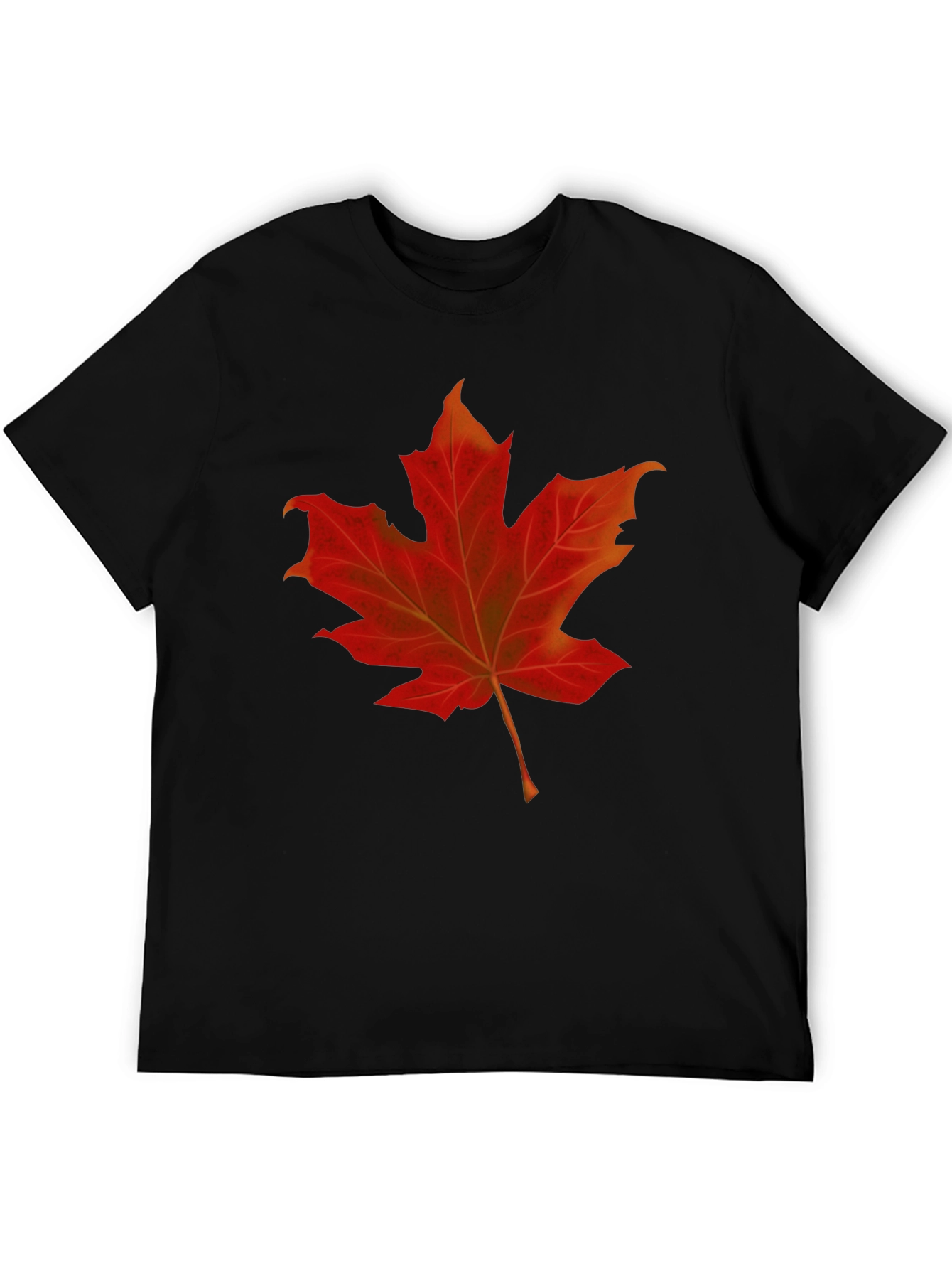 Maple Leaf Graphic Tee - Black Cotton Shirt